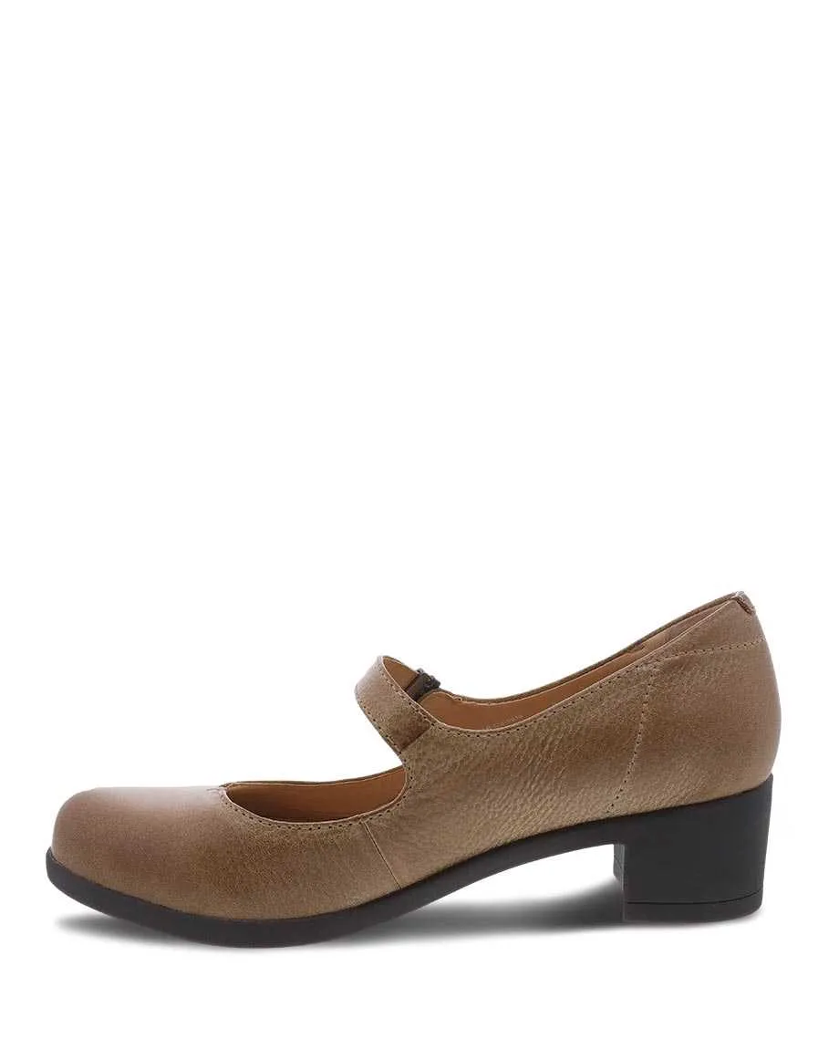 Dansko Womens Callista Mary Jane Velcro Shoes- Tan