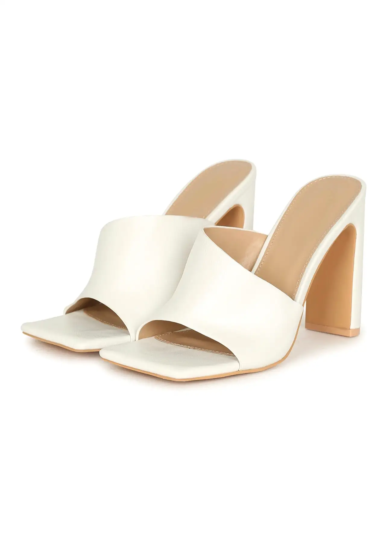 Emmeline Simple Slip On Square Toe Mule Heels