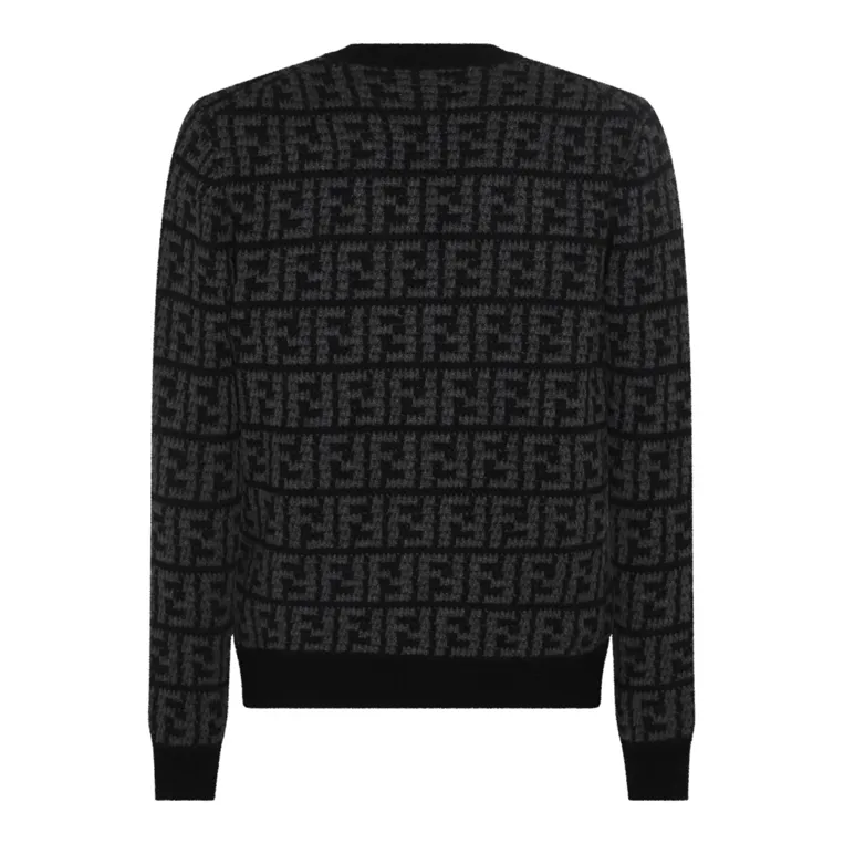 FENDI  |Monogram Cashmere Bi-color Logo Luxury Cardigans