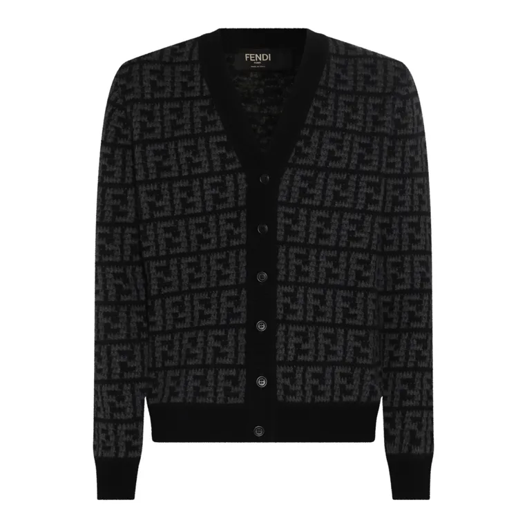 FENDI  |Monogram Cashmere Bi-color Logo Luxury Cardigans