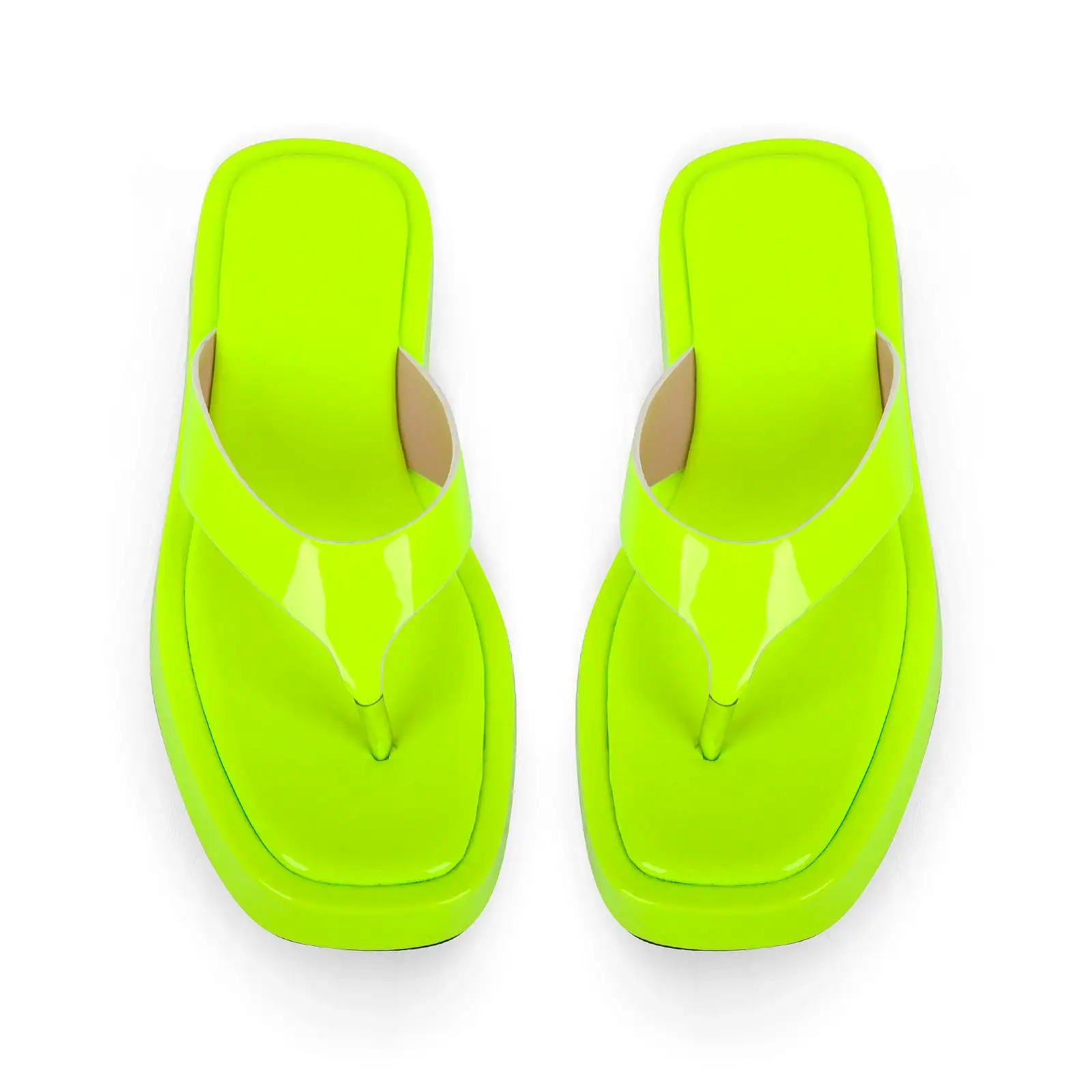 Fluorescent Green Flip Flop Slippers