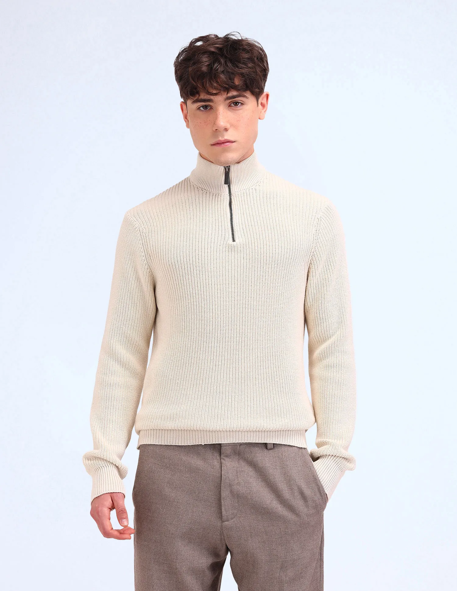 Flying Machine Textured Cotton Sweater