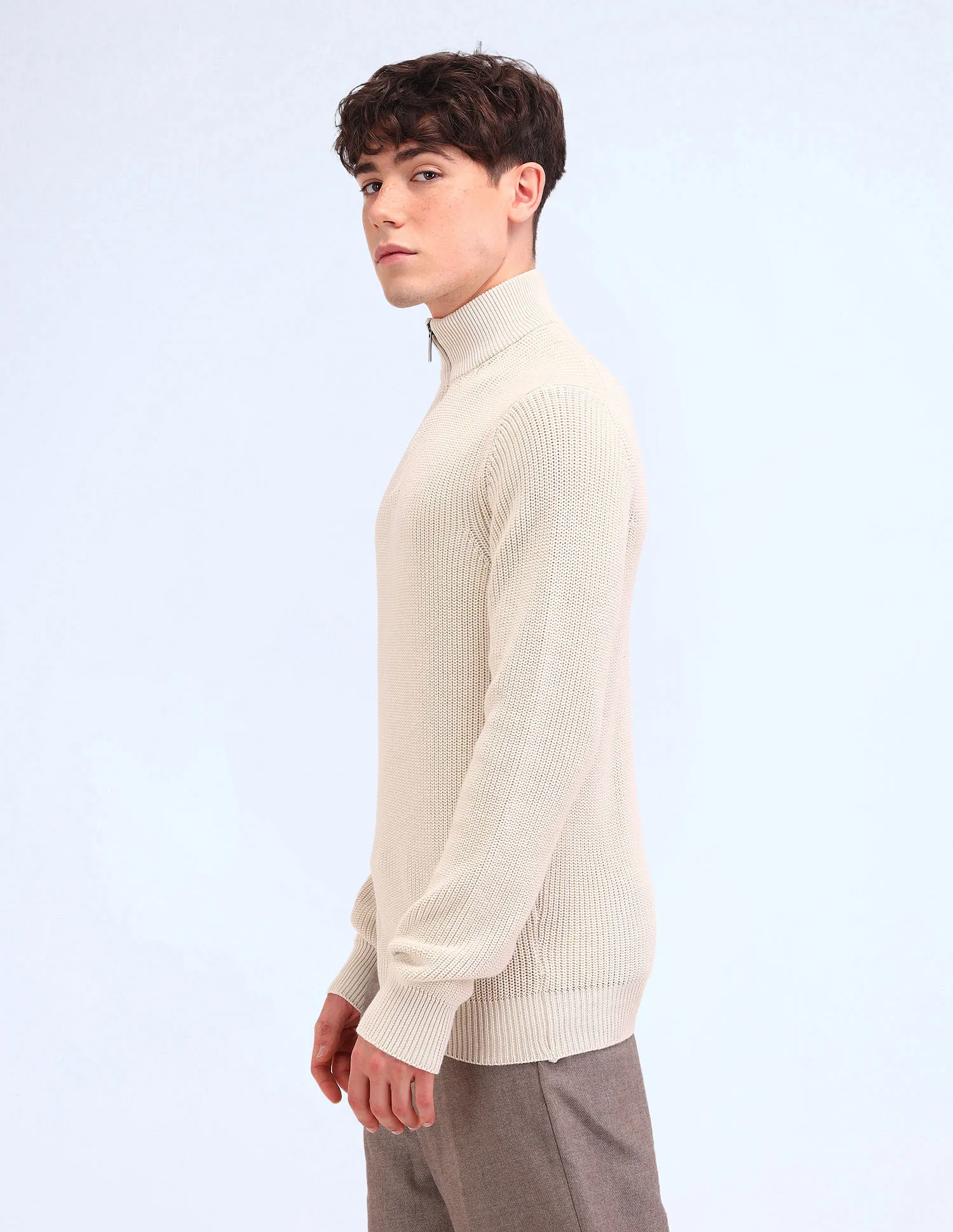 Flying Machine Textured Cotton Sweater