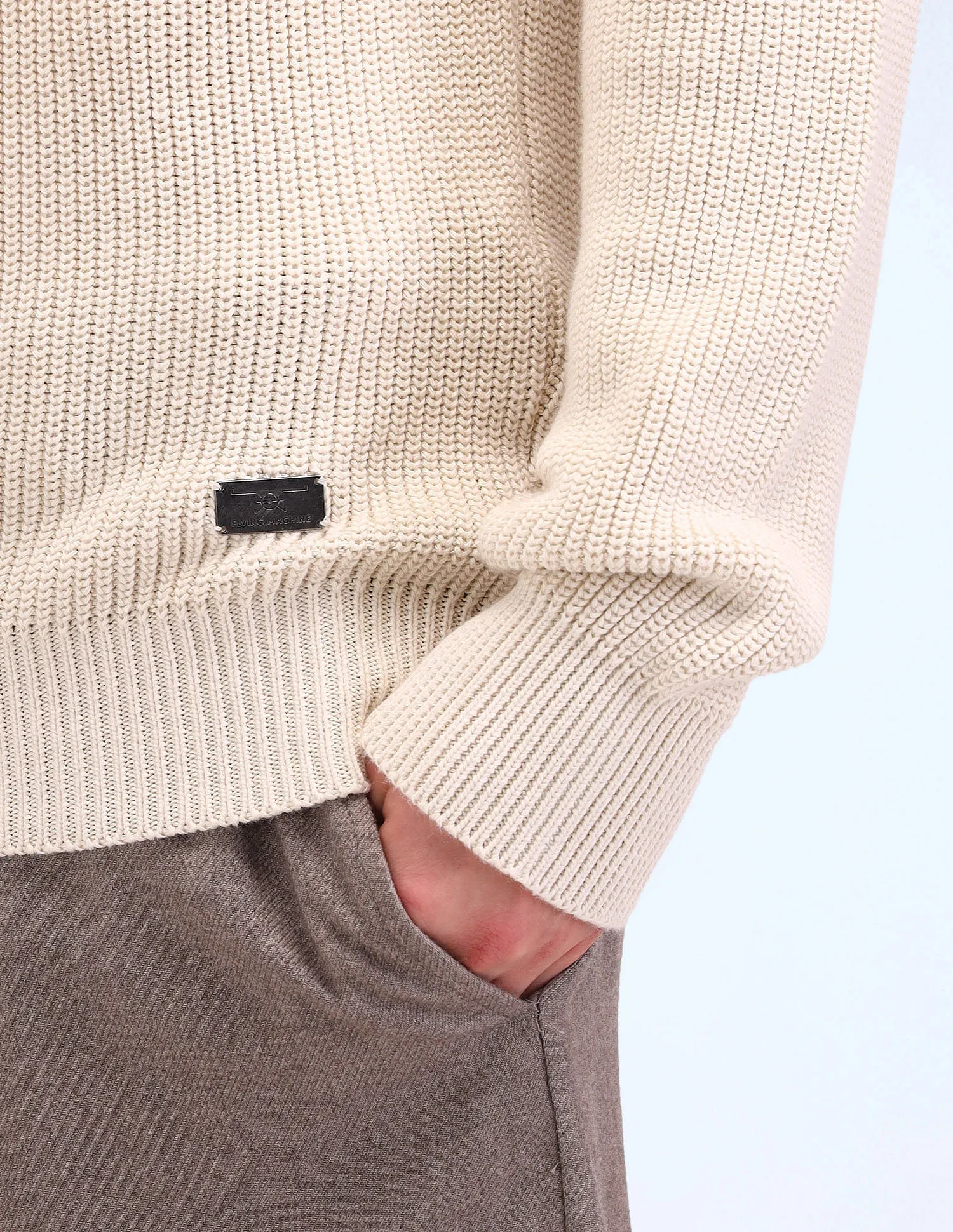 Flying Machine Textured Cotton Sweater