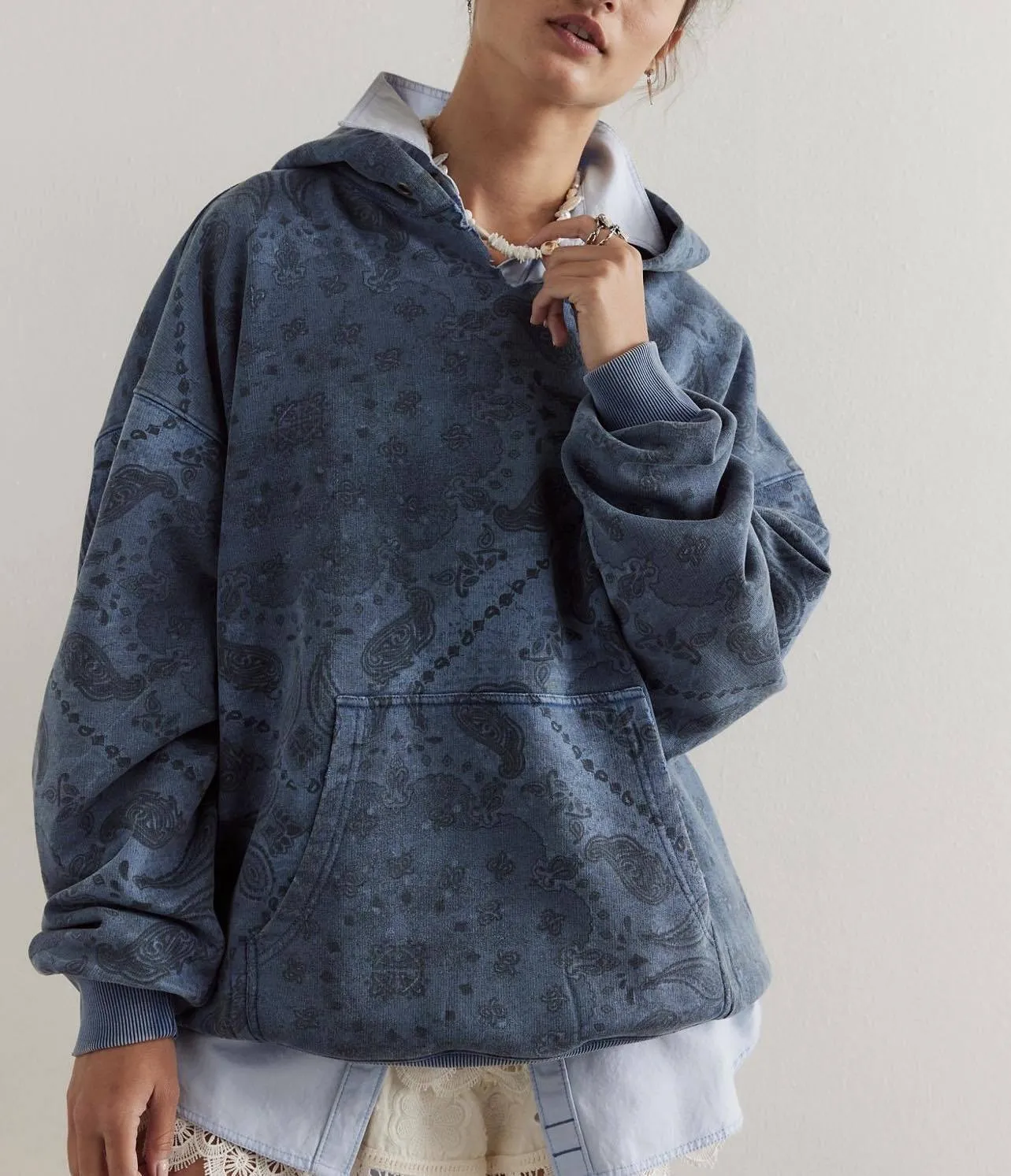 Free People  |Flower Patterns Long Sleeves Hoodies & Sweatshirts