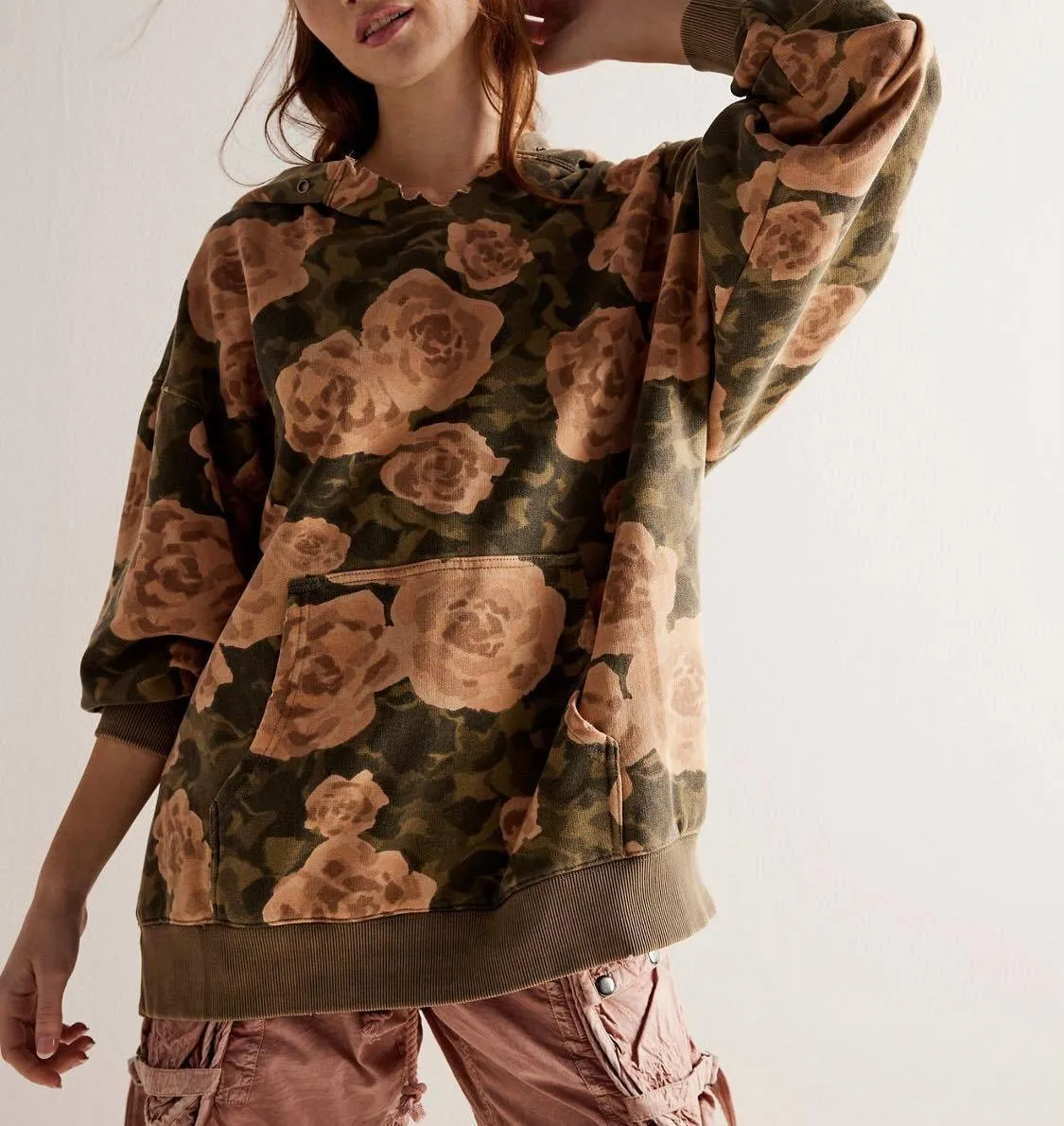 Free People  |Flower Patterns Long Sleeves Hoodies & Sweatshirts