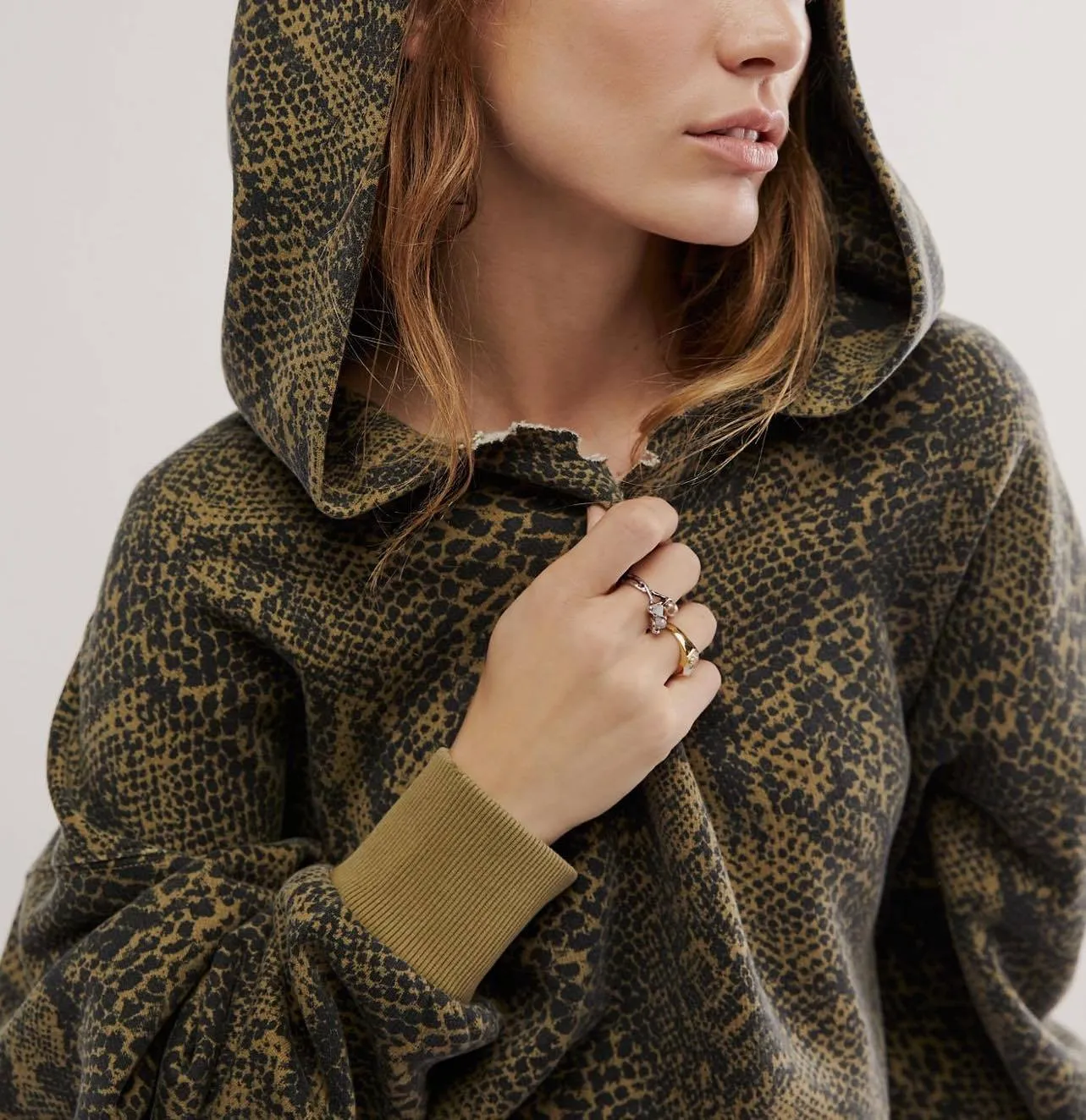 Free People  |Flower Patterns Long Sleeves Hoodies & Sweatshirts