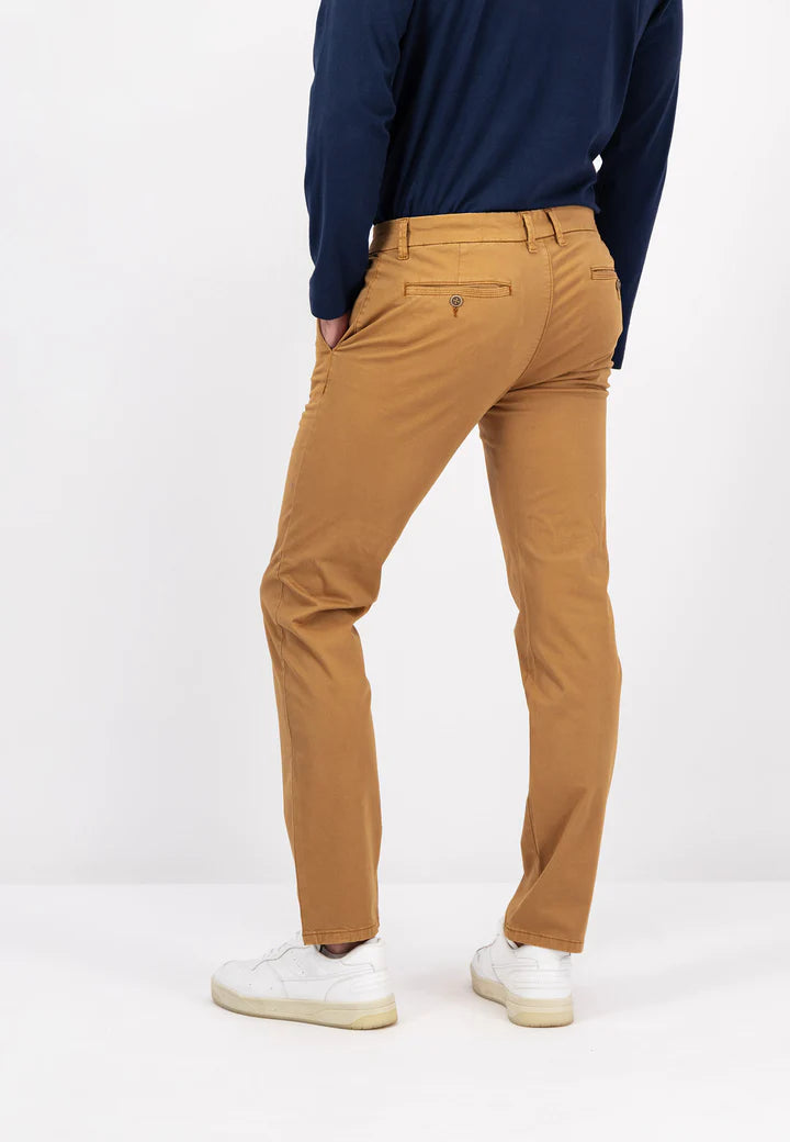 Fynch Hatton Cotton Stretch Chino Pants - Walnut Brown