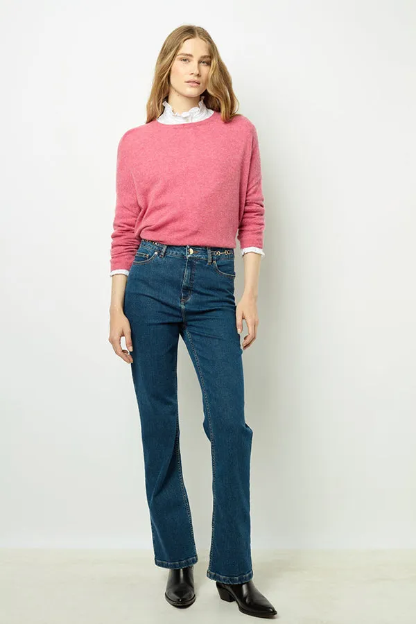 Gerard Darel JAZMINE PINK LOOSE CASHMERE ROUND NECK SWEATER