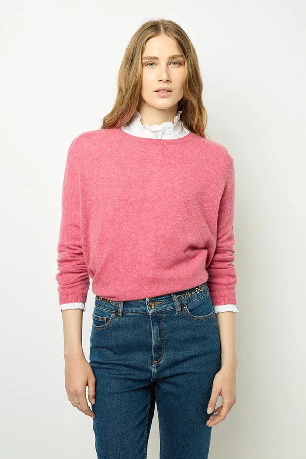 Gerard Darel JAZMINE PINK LOOSE CASHMERE ROUND NECK SWEATER