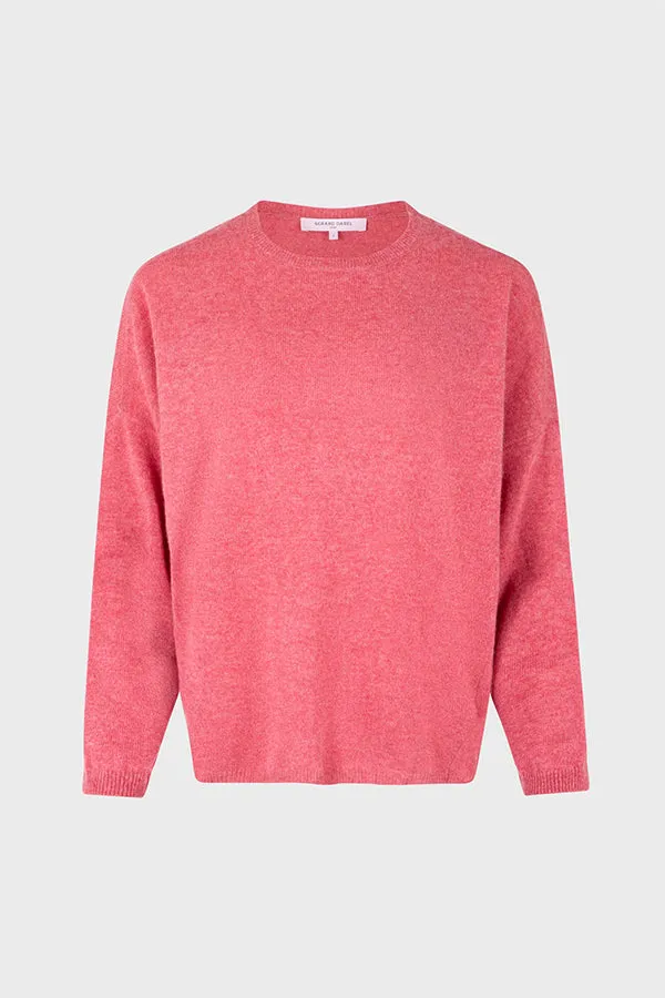 Gerard Darel JAZMINE PINK LOOSE CASHMERE ROUND NECK SWEATER