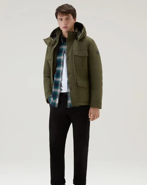 GIACCA WOOLRICH ALEUTIAN FIELD JACKET COL DARK GREEN