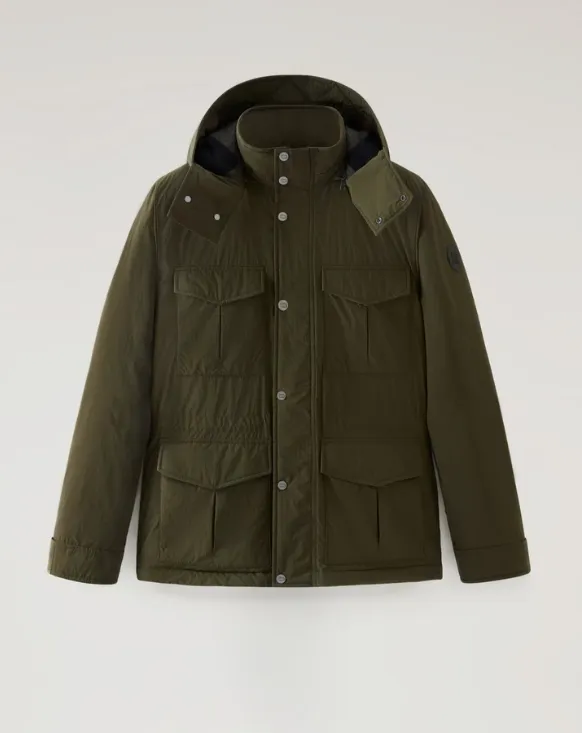 GIACCA WOOLRICH ALEUTIAN FIELD JACKET COL DARK GREEN