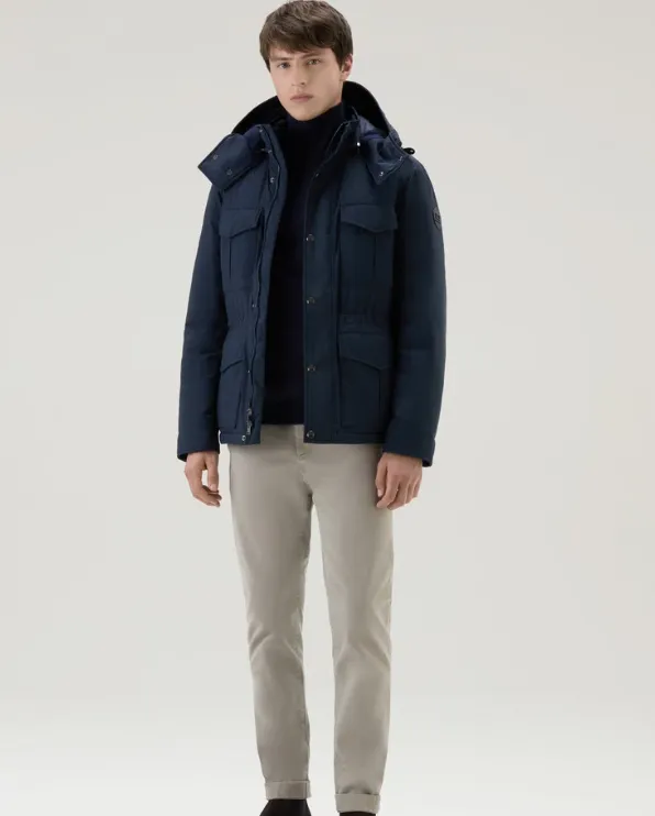 GIACCA WOOLRICH ALEUTIAN FIELD JACKET COL MELTON BLUE