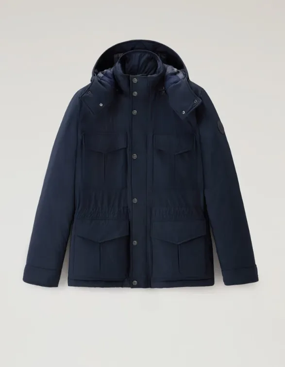 GIACCA WOOLRICH ALEUTIAN FIELD JACKET COL MELTON BLUE