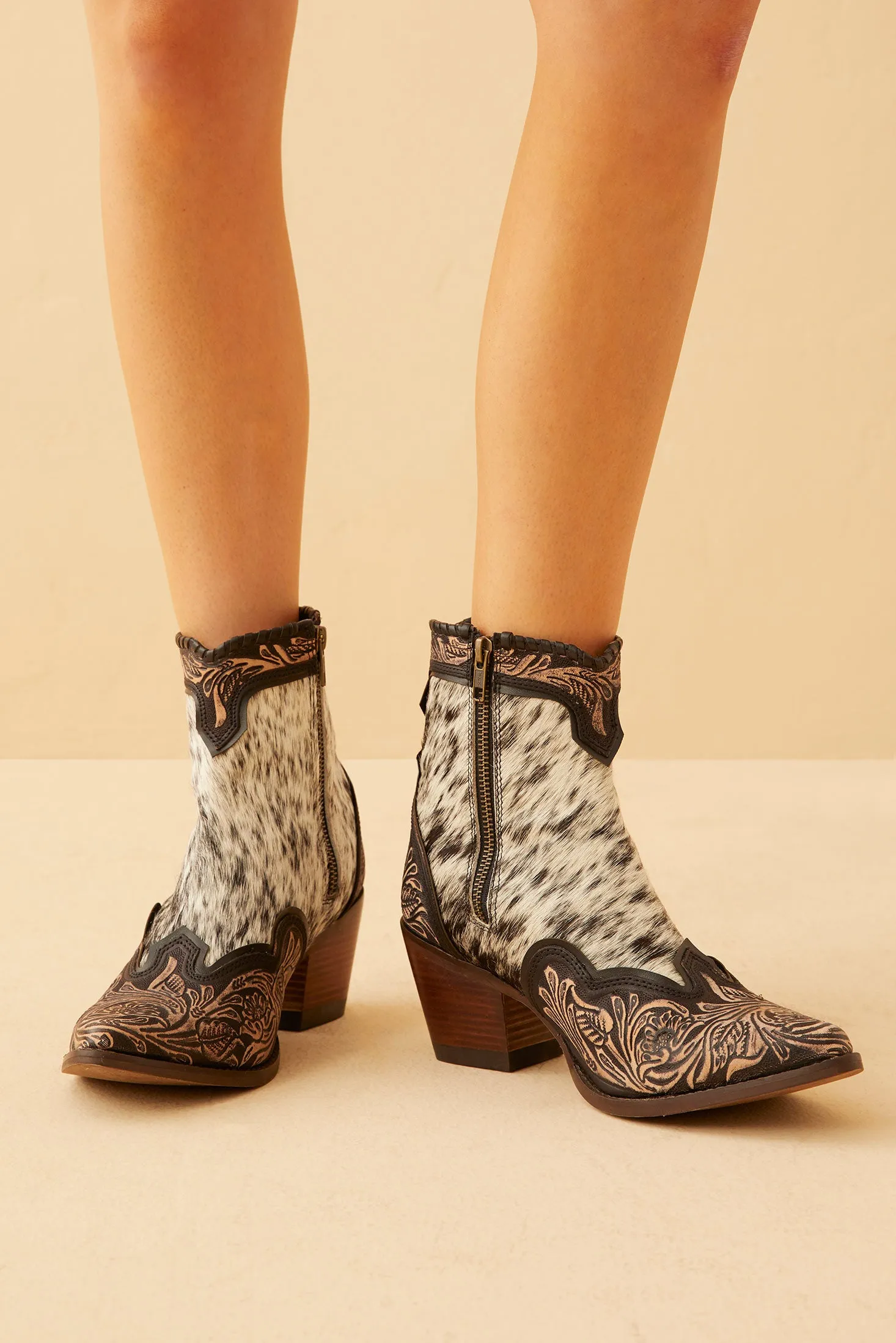 Glennchester Hair-on Hide & Hand-tooled Boots