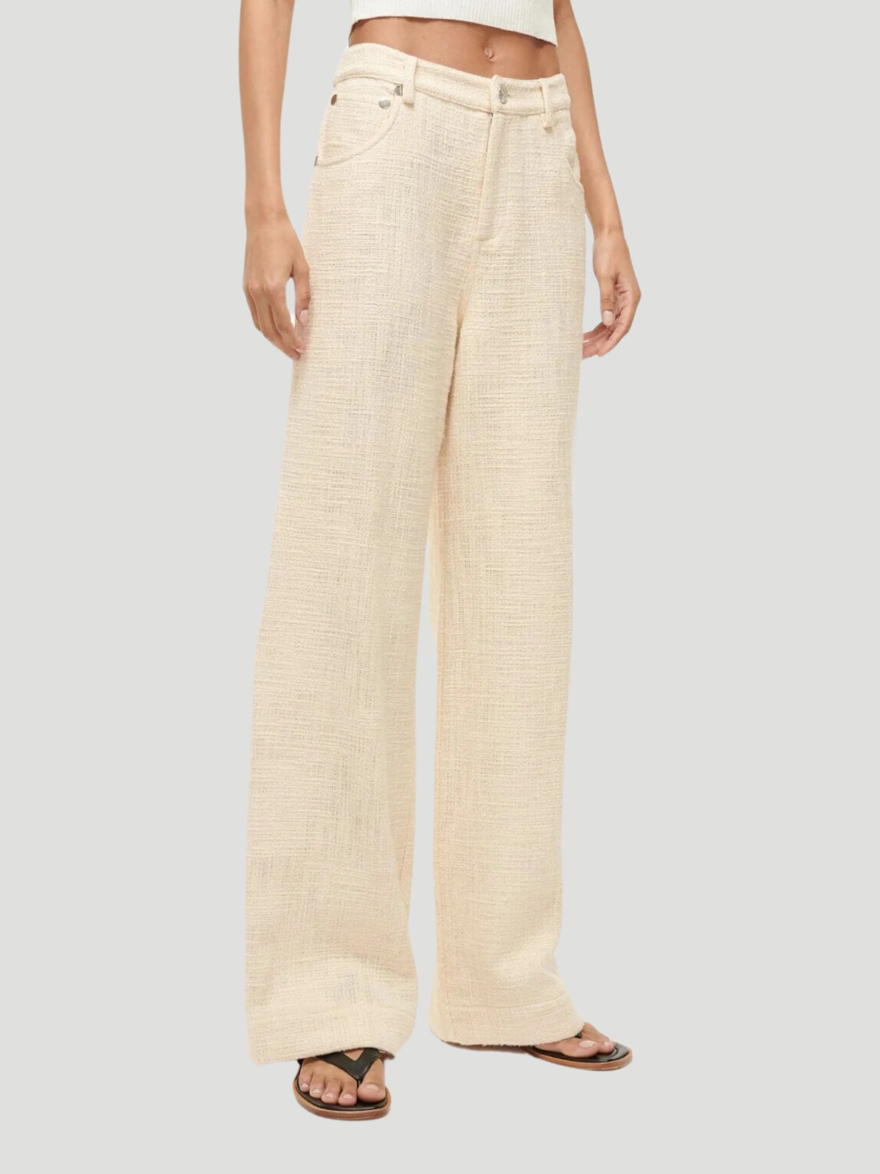 Grayson Cotton Tweed Wide-Leg Pants