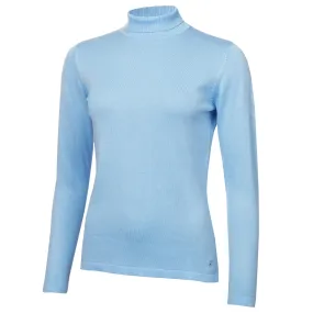 Green Lamb Knox Cashmere Mix Ladies Golf Roll Neck Ice Blue