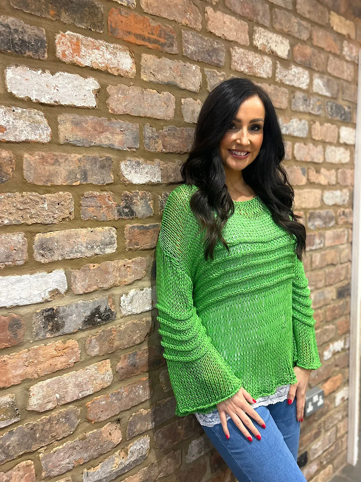 Green Loose Knit Jumper JoJo