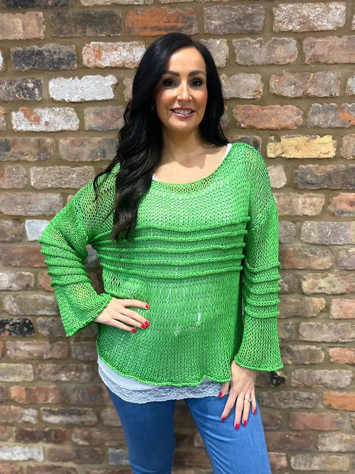 Green Loose Knit Jumper JoJo