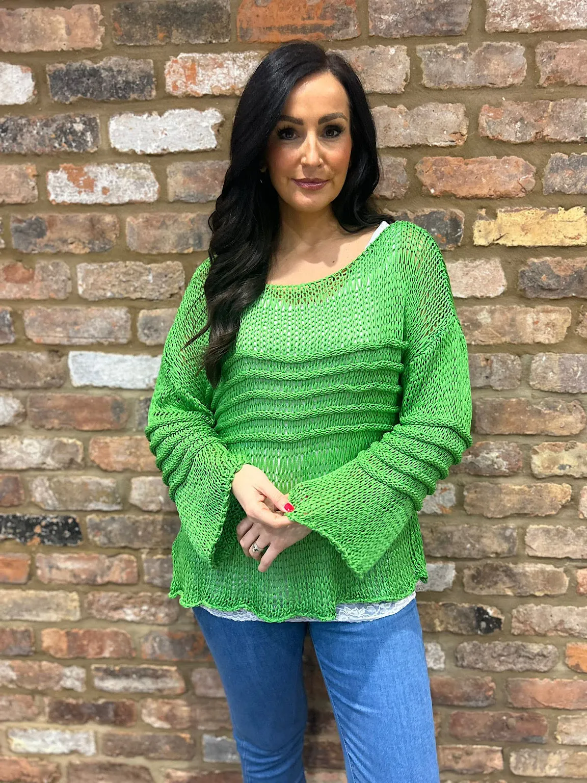 Green Loose Knit Jumper JoJo