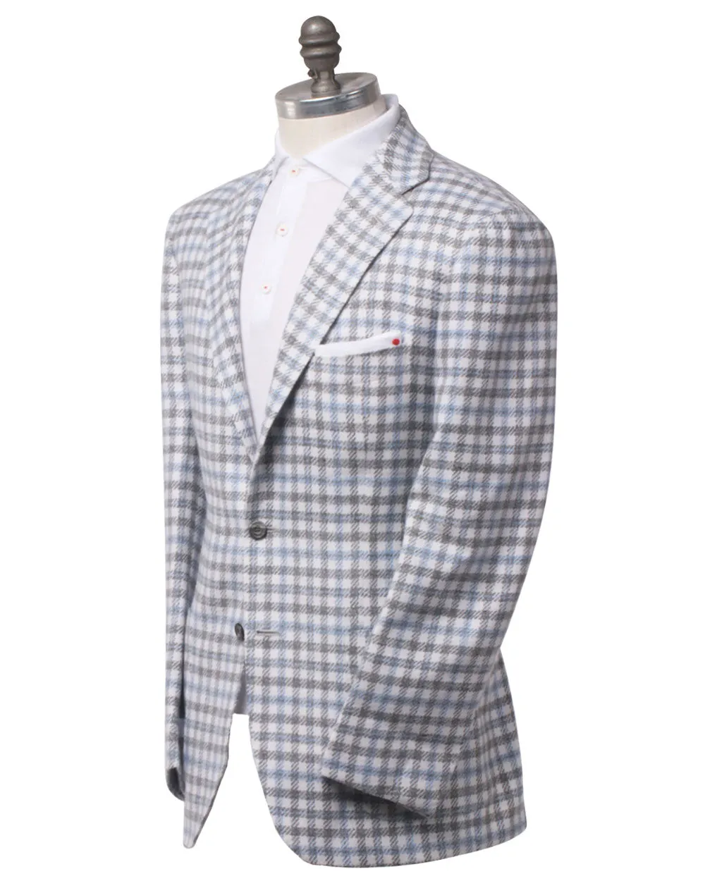 Grey and Light Blue Plaid Sportcoat