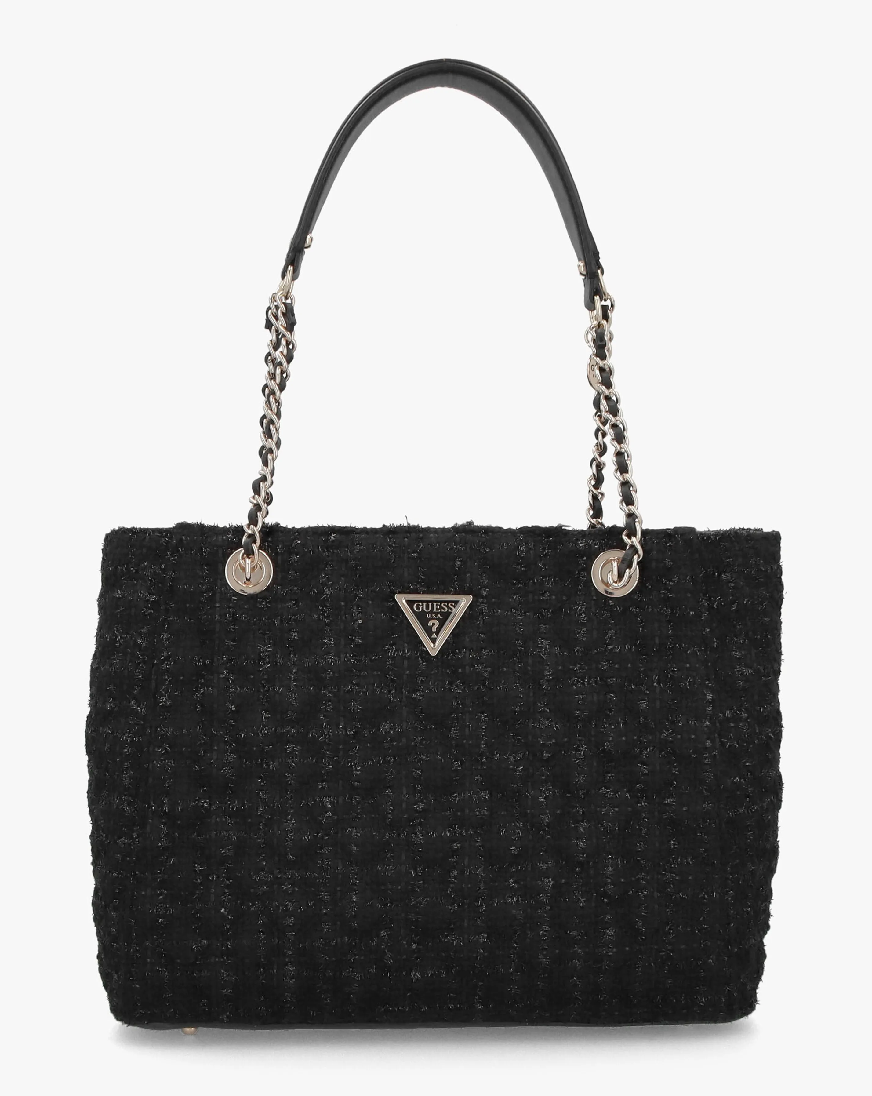 Guess Large Giully Black Tweed Tote Bag | Simply Be