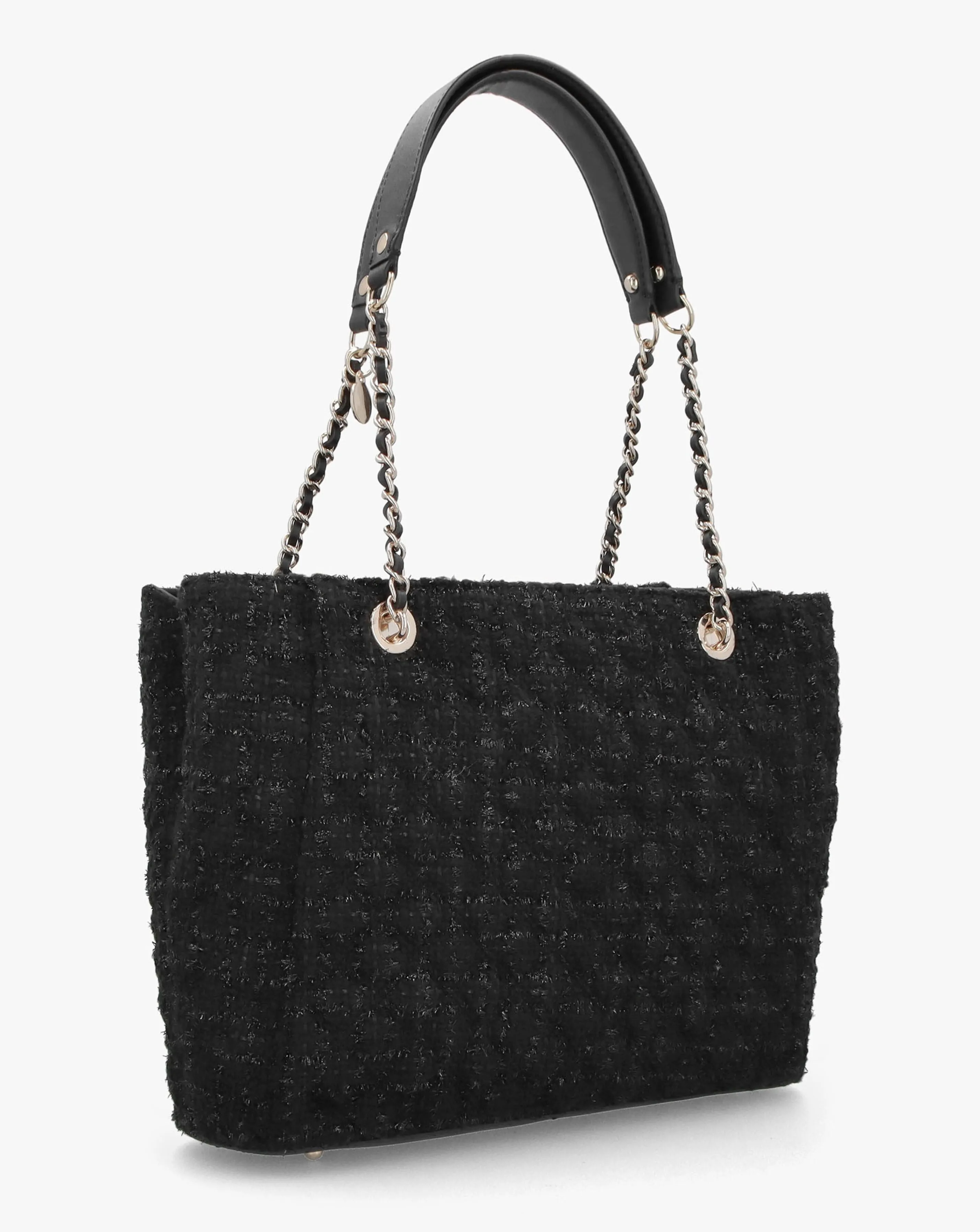 Guess Large Giully Black Tweed Tote Bag | Simply Be