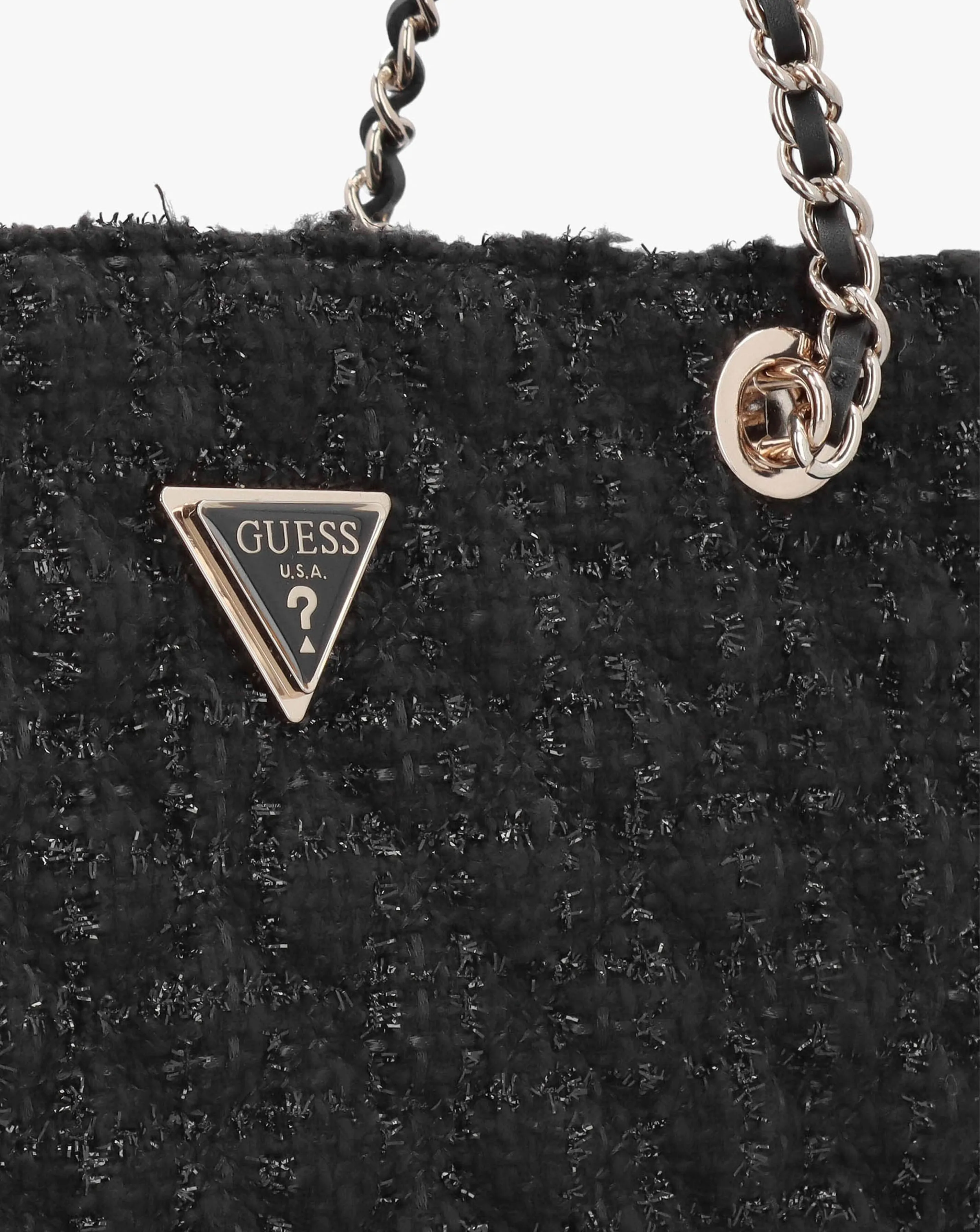 Guess Large Giully Black Tweed Tote Bag | Simply Be