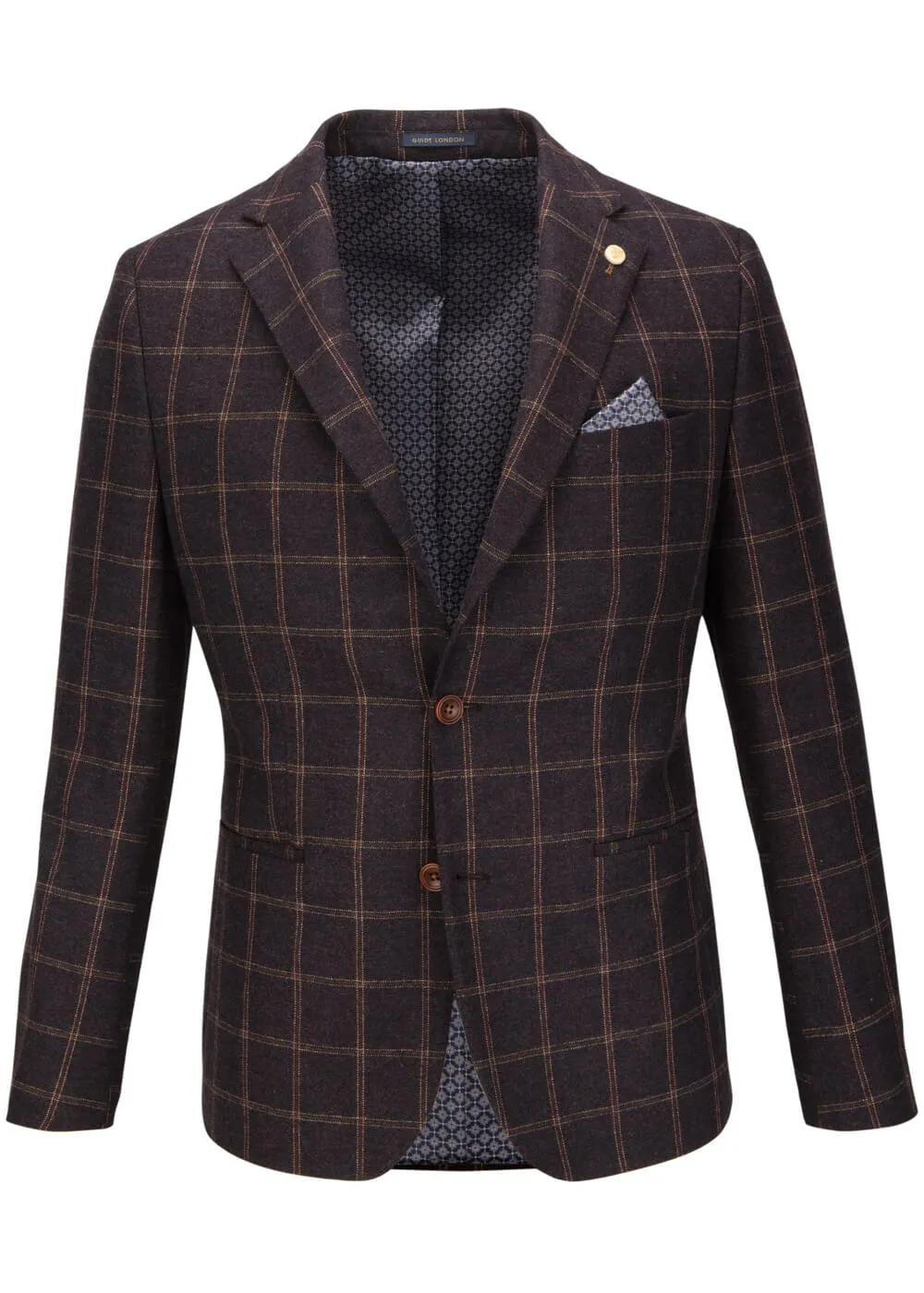 Guide London Men's Roelof Check Blazer Jacket Brown