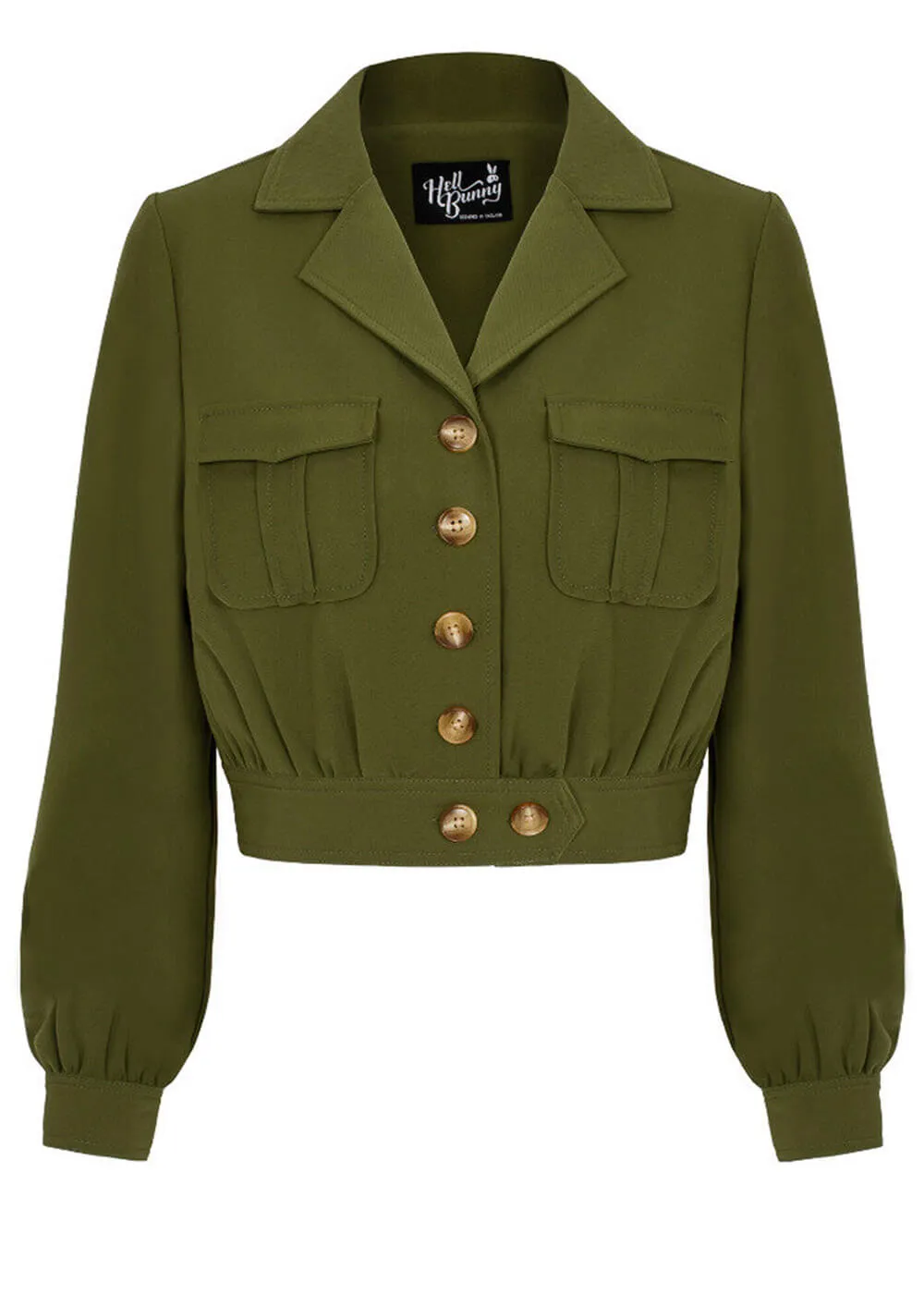 Hell Bunny Ravenwood 40's Jacket Khaki Green