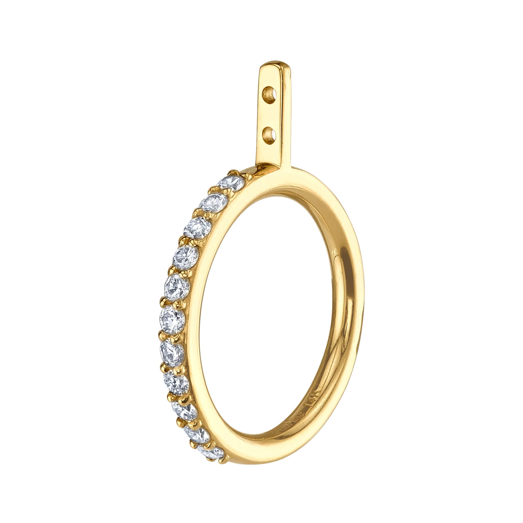 Hoop Ear Jacket - White Diamond / 14k Yellow Gold