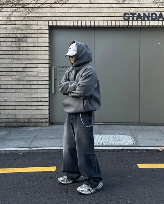 HUE  |Unisex Street Style Plain Oversized Hoodies