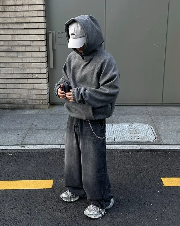 HUE  |Unisex Street Style Plain Oversized Hoodies