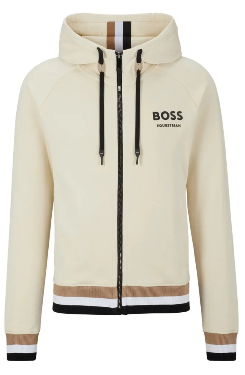 Hugo Boss  |Stripes Long Sleeves Cotton Logo Hoodies