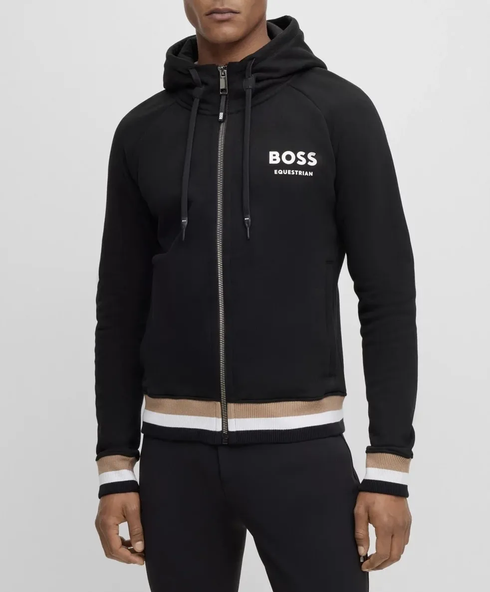 Hugo Boss  |Stripes Long Sleeves Cotton Logo Hoodies