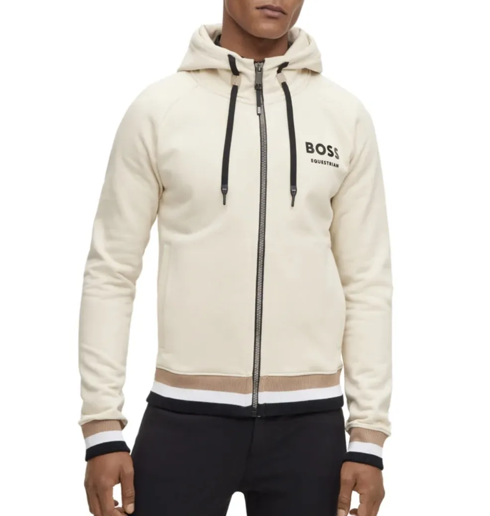 Hugo Boss  |Stripes Long Sleeves Cotton Logo Hoodies