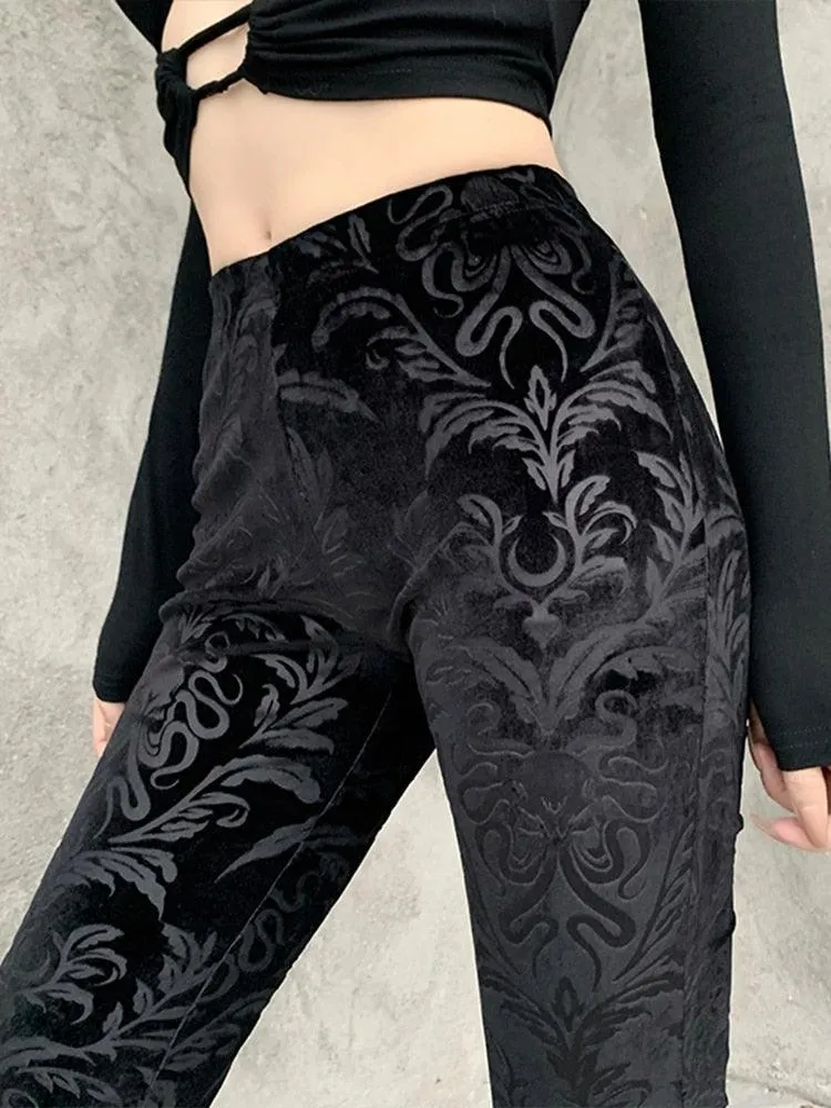 InsGoth Retro Gothic High Waist Flared Pants