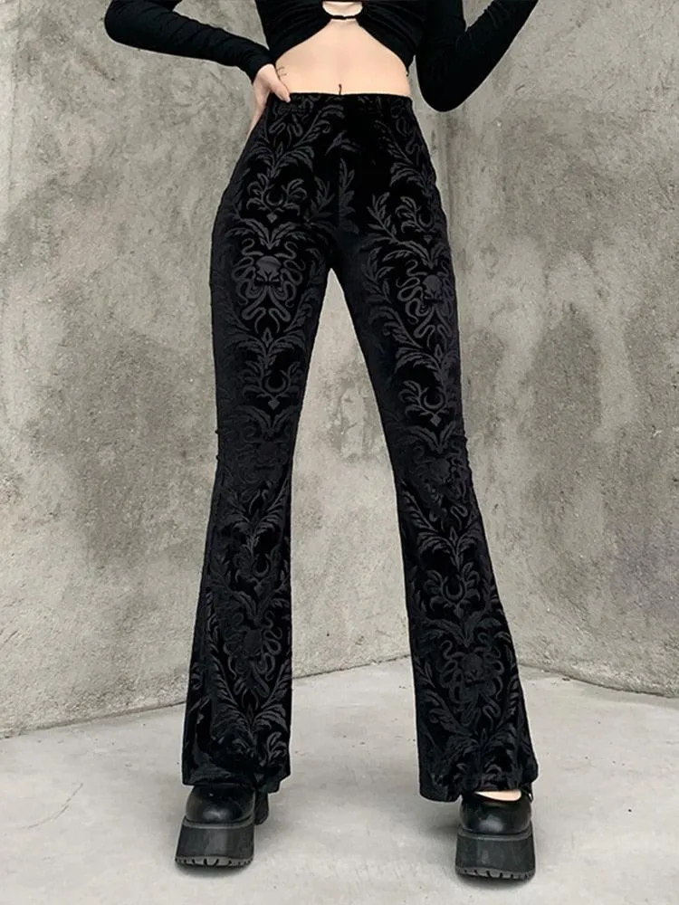 InsGoth Retro Gothic High Waist Flared Pants