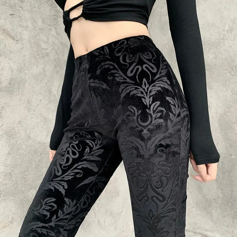 InsGoth Retro Gothic High Waist Flared Pants