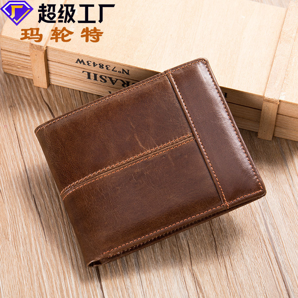 INSTOCK-Genuine leather multi-card slot men's wallet purse