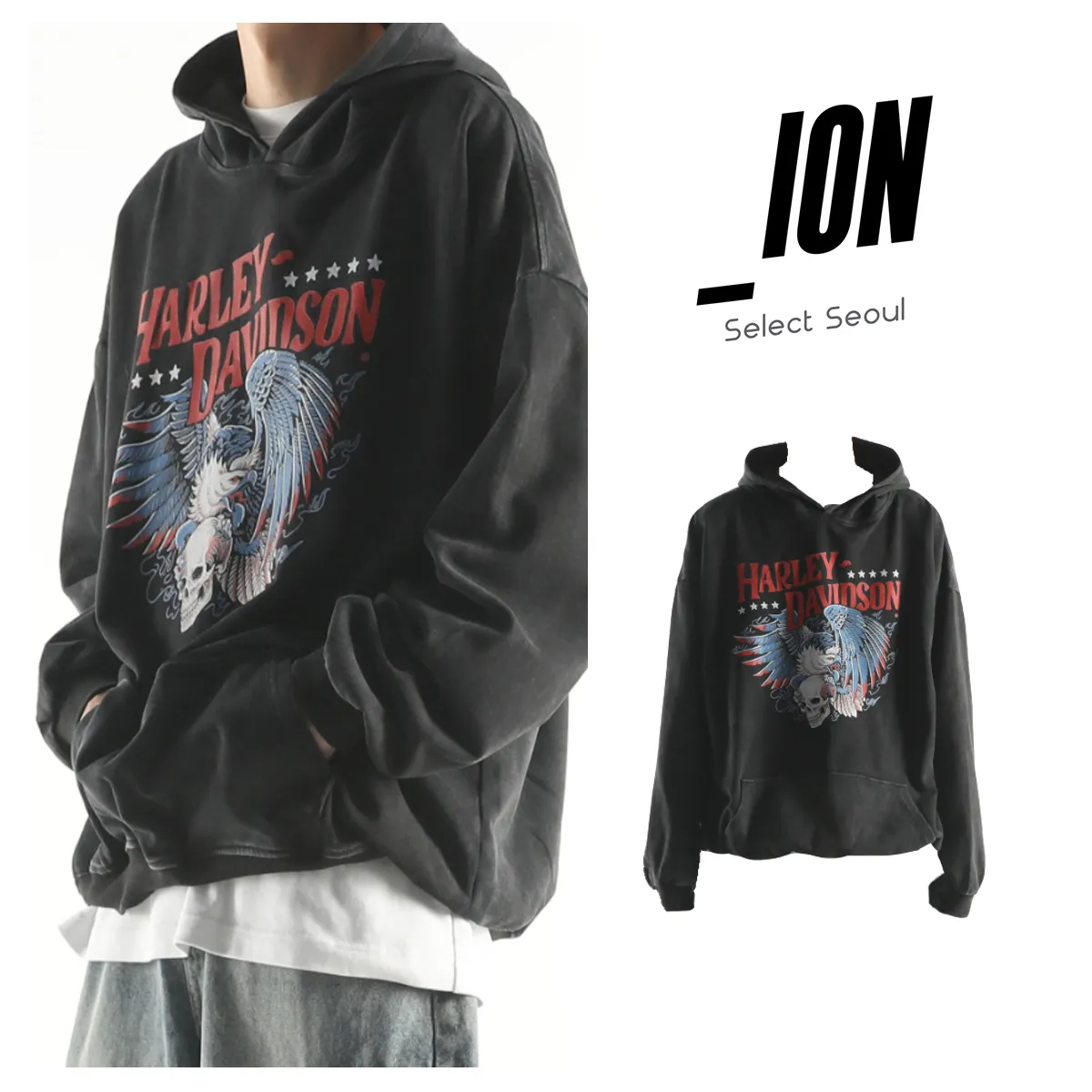 IONSEOUL  |Unisex Street Style Cotton Oversized Logo Hoodies