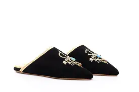 Izza Black Suede Moroccan Slipper