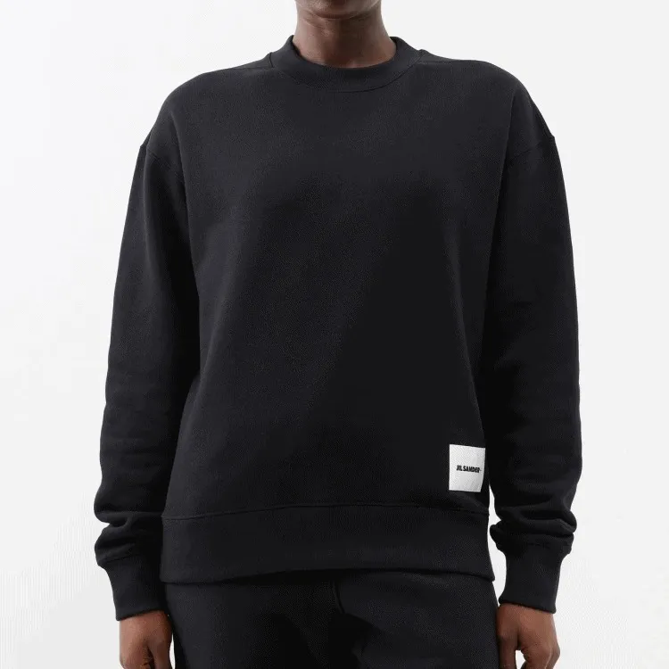 Jil Sander  |U-Neck Long Sleeves Plain Cotton Logo Hoodies & Sweatshirts