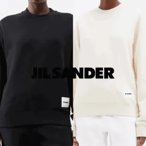 Jil Sander  |U-Neck Long Sleeves Plain Cotton Logo Hoodies & Sweatshirts