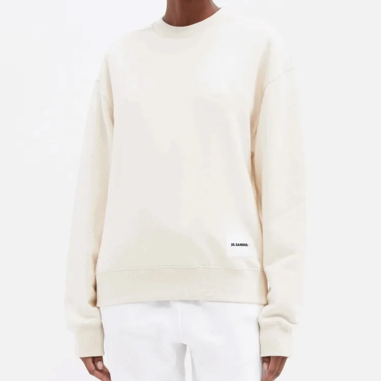 Jil Sander  |U-Neck Long Sleeves Plain Cotton Logo Hoodies & Sweatshirts