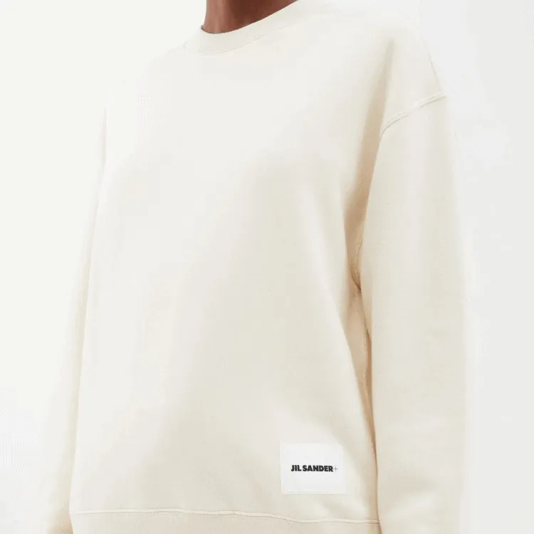 Jil Sander  |U-Neck Long Sleeves Plain Cotton Logo Hoodies & Sweatshirts