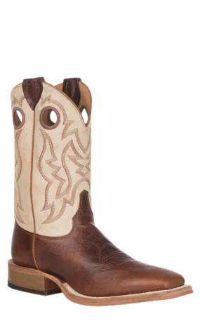 Justin Men's Bent Rail Performance Caddo Brown Cognac and Desert Bone Wide Square Toe Cowboy Boot