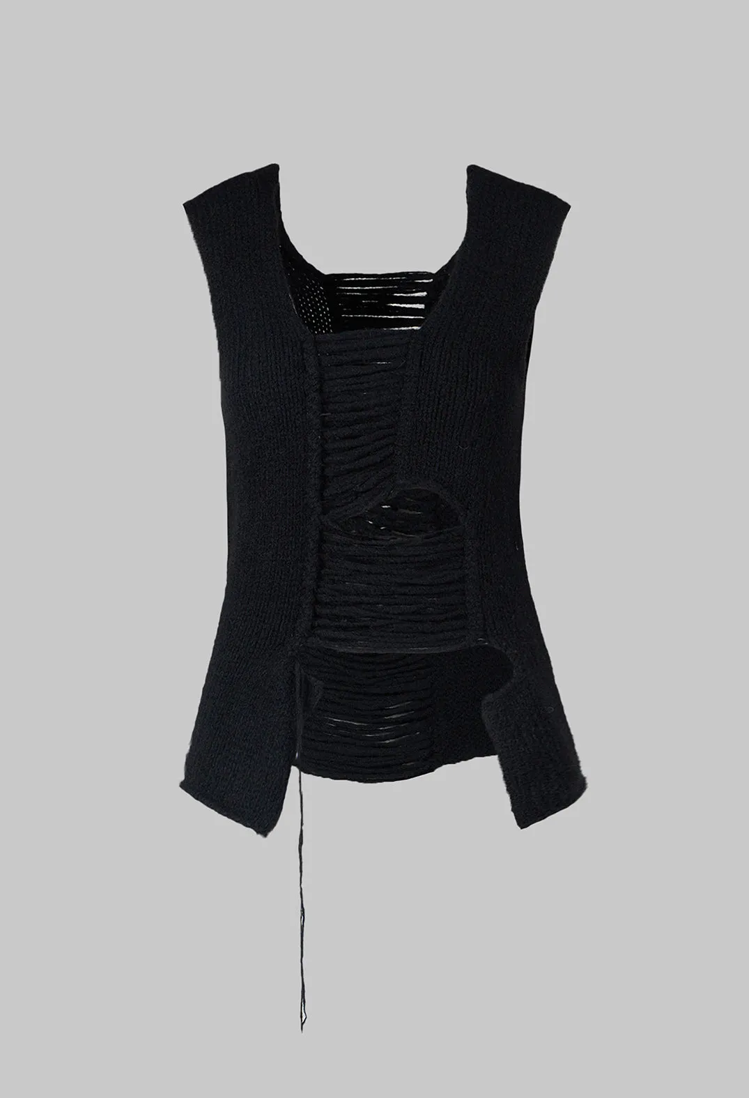 Knitted Vest with Ladder Feature in Black