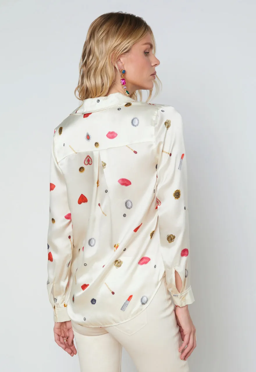 L’agence - Tyler Blouse - Champagne Multi Heart Jewel